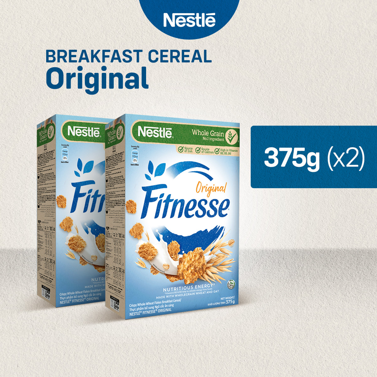 NESTLE Fitnesse Original Breakfast Cereal 375g - Pack Of 2