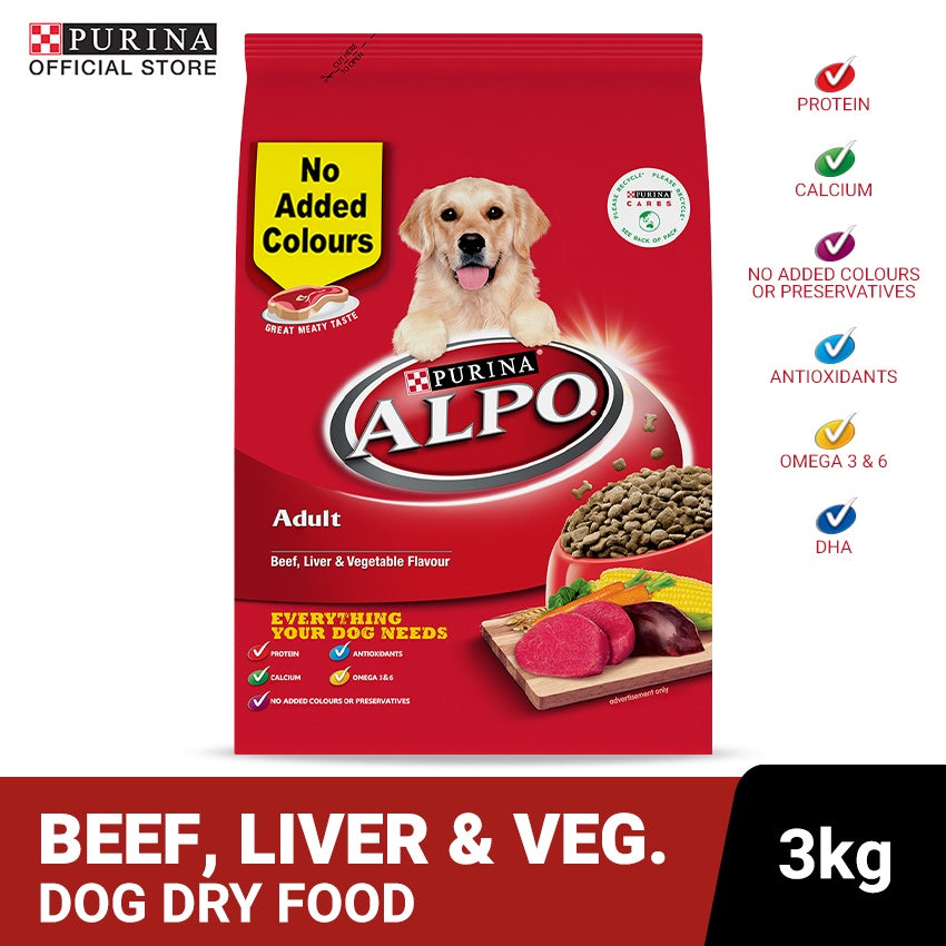 ALPO Beef Liver Vegetable Adult Dry Dog Food 3Kg