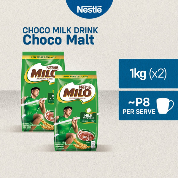 MILO Powdered Choco Malt Milk Drink 1kg - Pack of 2
