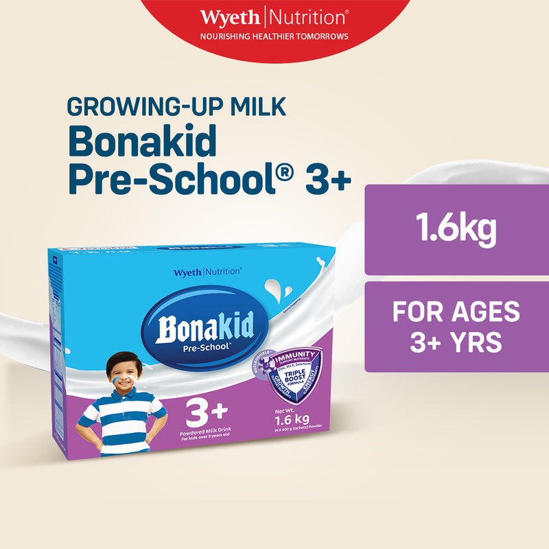 BONAKID PRE-SCHOOL®3+ Powdered Milk Drink for Children Over 3 Years Old 1.6kg (400g x 4)