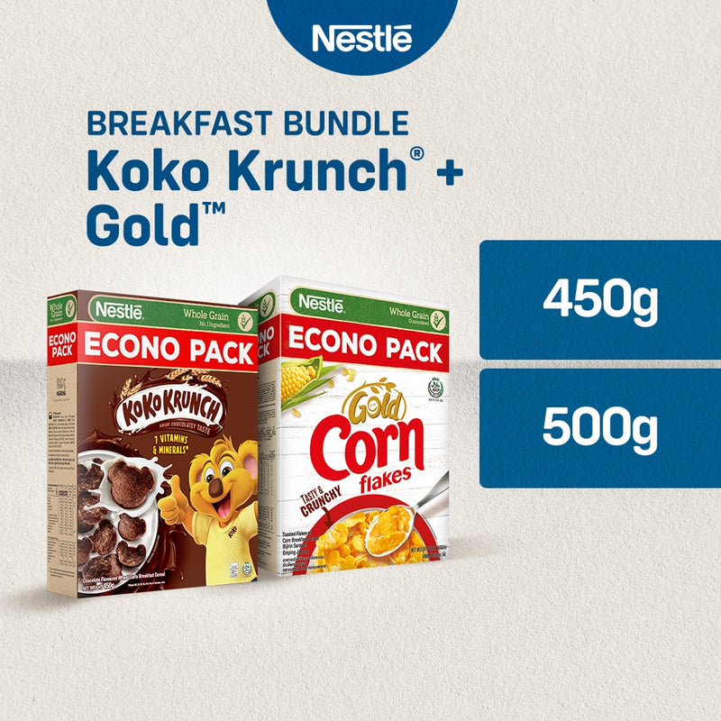 Koko Krunch Breakfast Cereal 450g + Gold Corn Flakes Breakfast Cereal 500g