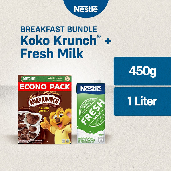 Koko Krunch Breakfast Cereal 450g and Nestle Fresh Milk 1L