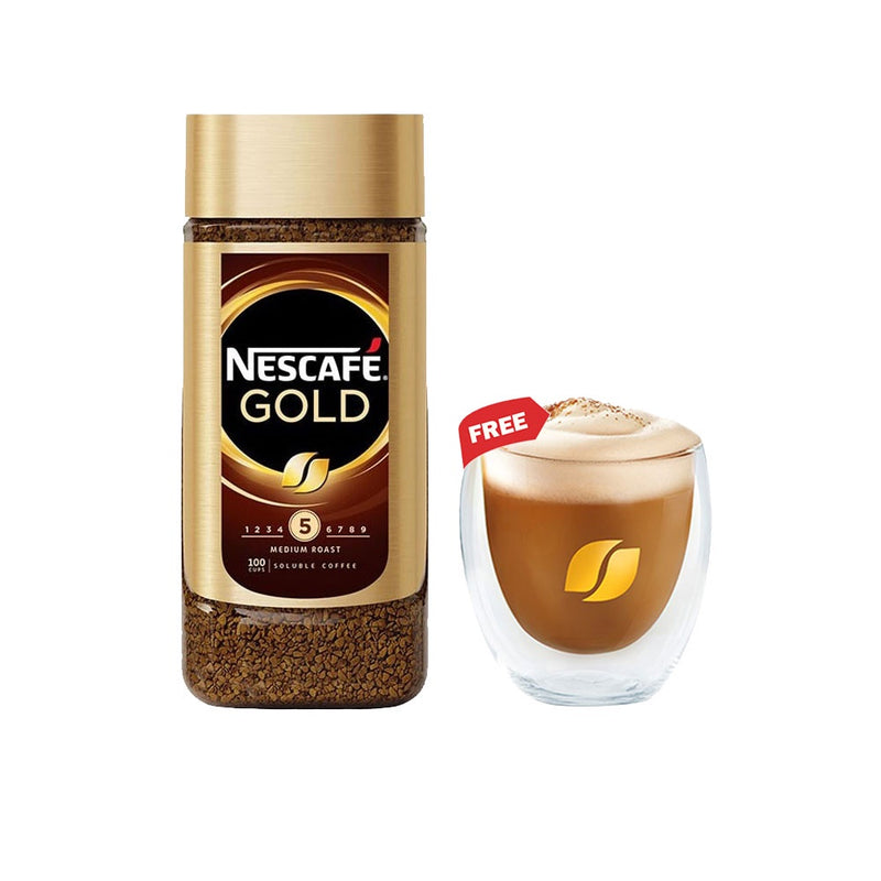 NESCAFE Gold Instant Coffee 200g with FREE Double Wall Glass Mug