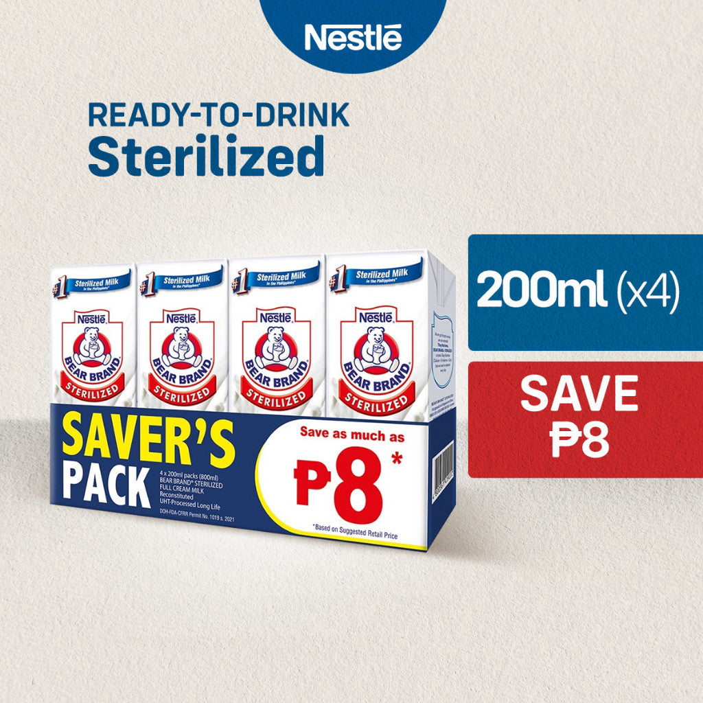 [Buy 4 Save P8] Bear Brand Sterilized UHT Milk 200ml