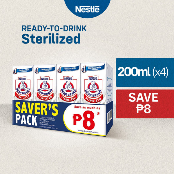 [Buy 4 Save P8] Bear Brand Sterilized UHT Milk 200ml