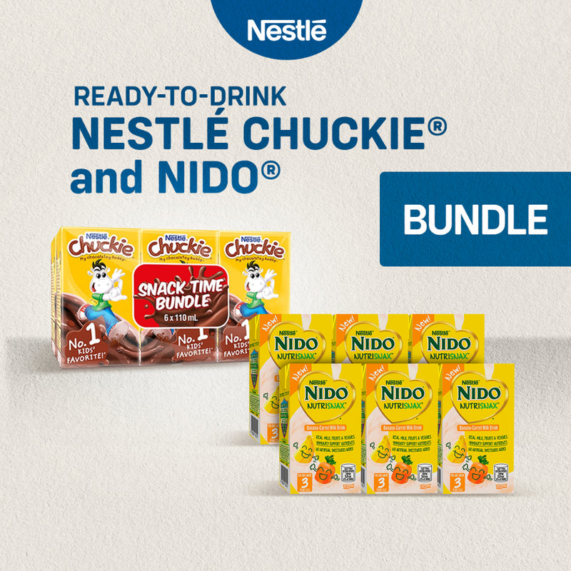 Chuckie Chocolate Flavoured Milk 110ml x 6 + Nido Nutrisnax Banana-Carrot Milk Drink 110ml x 6